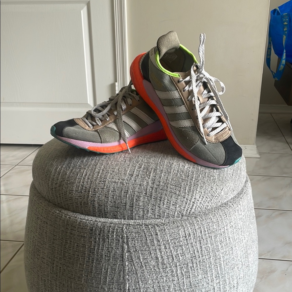 Adidas Men's Green and Orange Sneakers